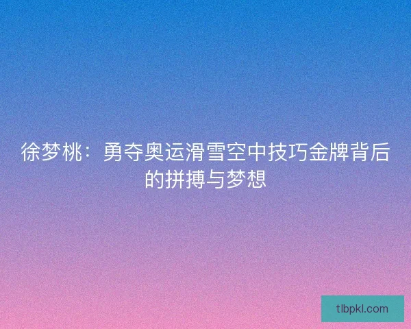 徐梦桃：勇夺奥运滑雪空中技巧金牌背后的拼搏与梦想