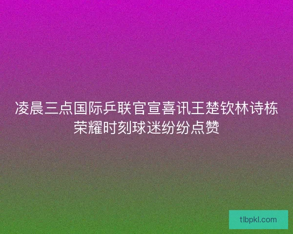 凌晨三点国际乒联官宣喜讯王楚钦林诗栋荣耀时刻球迷纷纷点赞