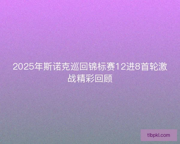 2025年斯诺克巡回锦标赛12进8首轮激战精彩回顾